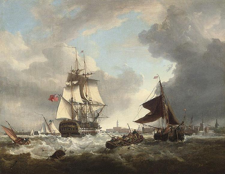 George Webster A '74' shortening sail as she passes through the entrance to Portsmouth harbour China oil painting art
